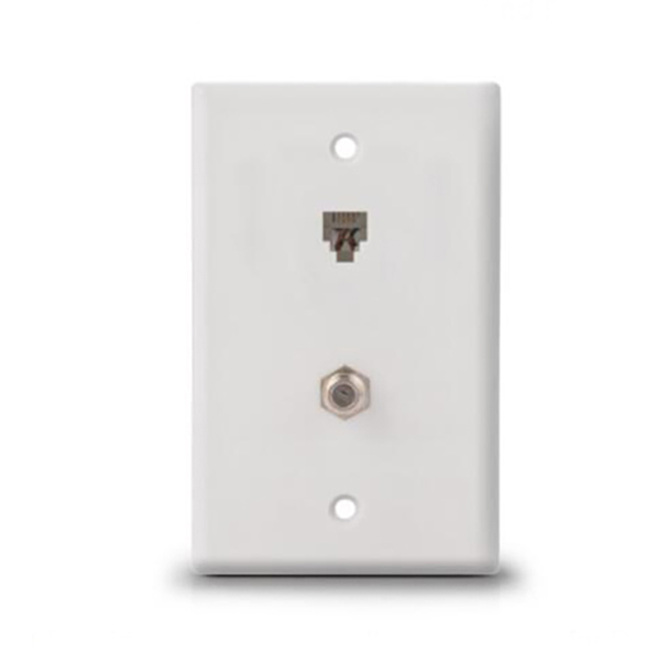 American Face Plate Op White/Ivory RJ14 and F81 Connector